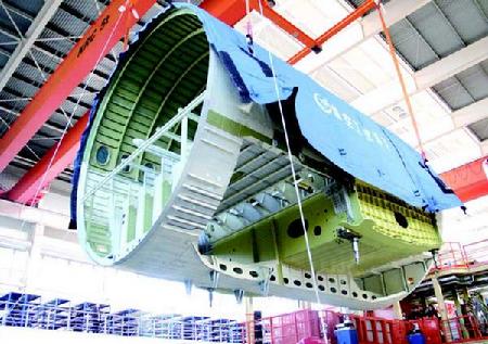 C919裝配現(xiàn)場。